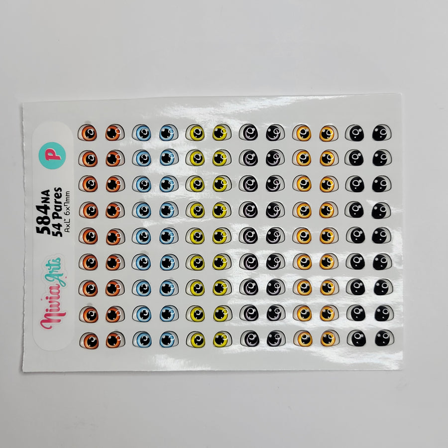 Adhesive Resin Eyes for Clays Multicolor KKA 584NA - 54 Pairs(P) (Small)