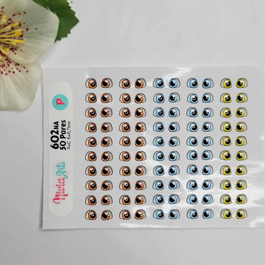 Adhesive Resin Eyes for Clays Multicolor KKA 602NA - 50 Pairs(P) (Small)