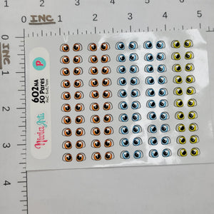 Adhesive Resin Eyes for Clays Multicolor KKA 602NA - 50 Pairs(P) (Small)