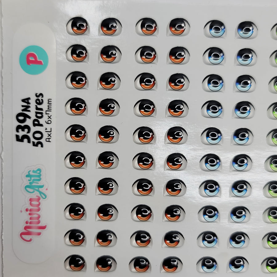 Adhesive Resin Eyes for Clays Multicolor KKA 539NA - 50 Pairs(P) (Small)