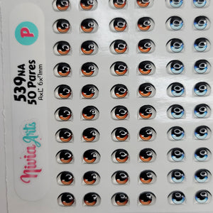 Adhesive Resin Eyes for Clays Multicolor KKA 539NA - 50 Pairs(P) (Small)