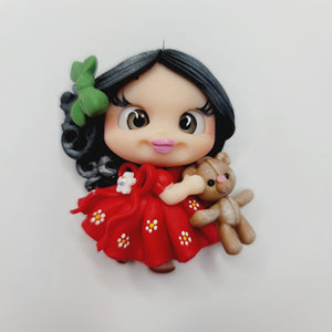 Espanhola #201 Clay Doll for Bow-Center, Jewelry Charms, Accessories, and More