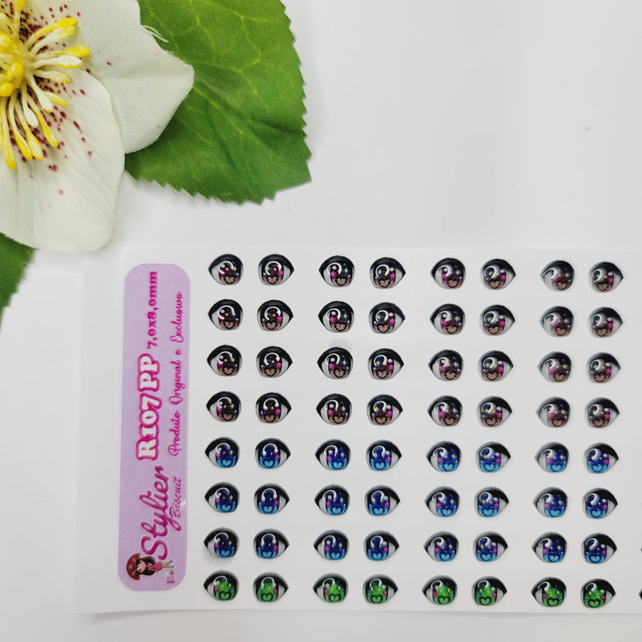 Adhesive Resin Eyes for Clays Multicolor STY R107 PP (X-SM) 64Pairs