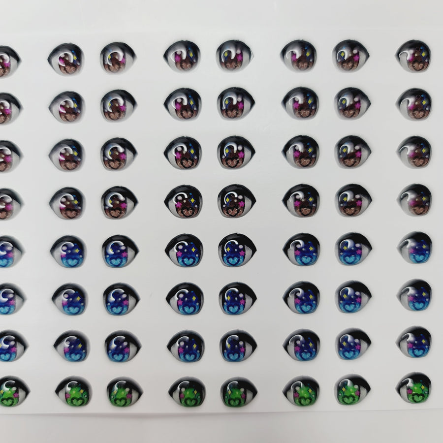 Adhesive Resin Eyes for Clays Multicolor STY R107 PP (X-SM) 64Pairs