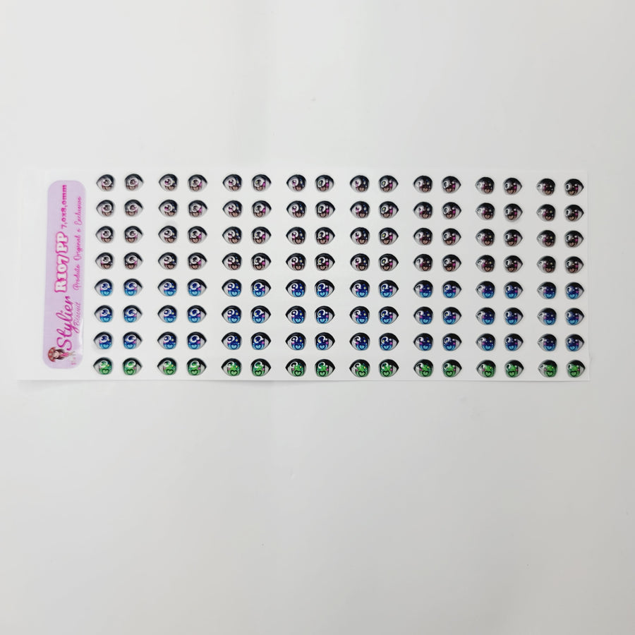 Adhesive Resin Eyes for Clays Multicolor STY R107 PP (X-SM) 64Pairs