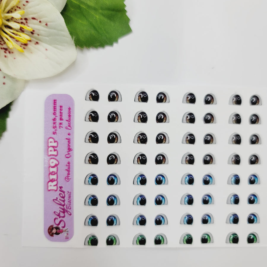 Adhesive Resin Eyes for Clays Multicolor STY R119 PP (X-SM) 72 Pairs