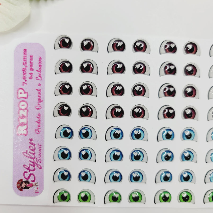Adhesive Resin Eyes for Clays Multicolor STY R120 P (SM) 64 Pairs