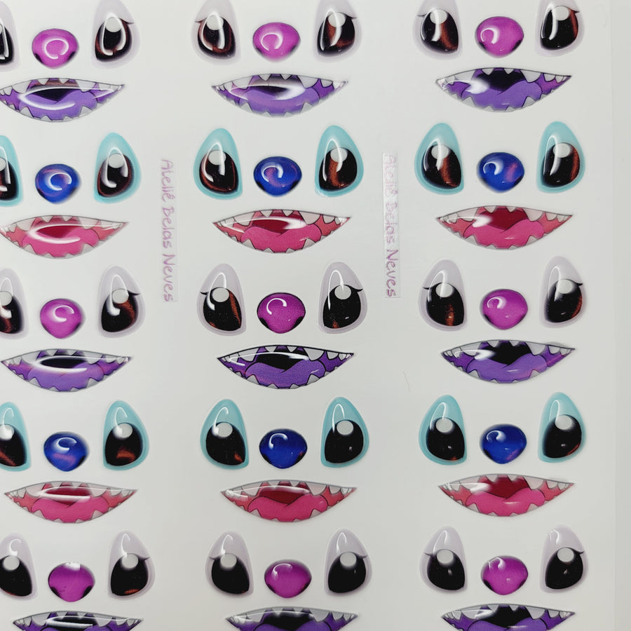 Adhesive Resin Eyes for Clays - Stitch PP (X-SM) 1,3 cm 18 Pairs