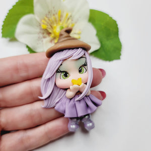 Witch Lavender #654 Clay Doll for Bow-Center, Jewelry Charms, Accessories, and More