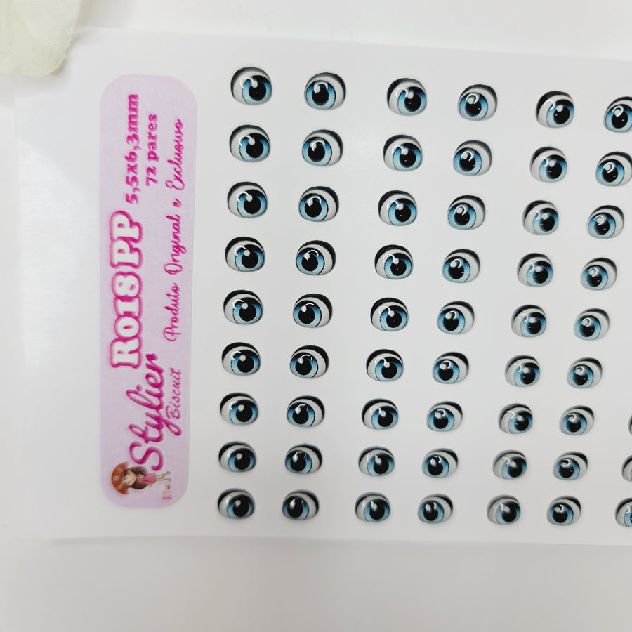 Adhesive Resin Eyes for Clays BLUE STY R018 PP 72Pairs