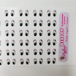 Adhesive Resin Eyes for Clays Multicolor R132 PP (X-SM)  60 Pairs