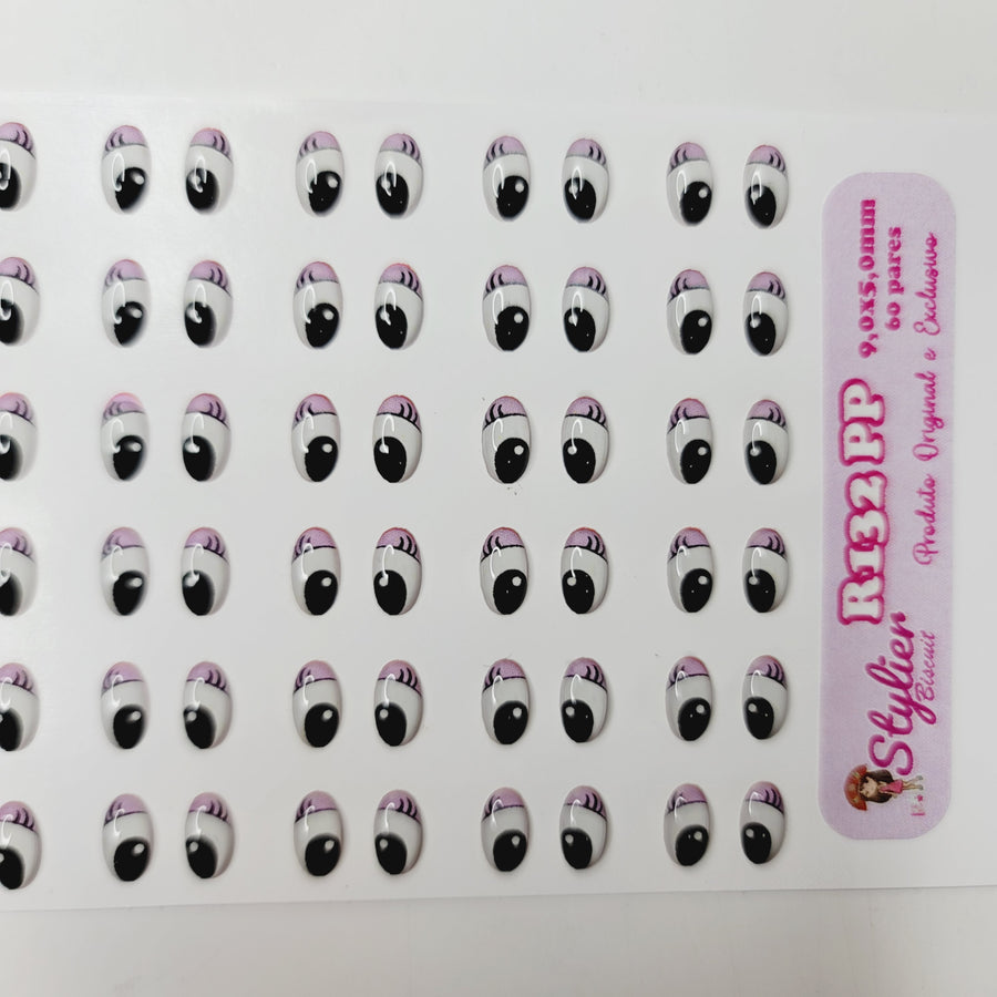 Adhesive Resin Eyes for Clays Multicolor R132 PP (X-SM)  60 Pairs