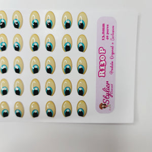 Adhesive Resin Eyes for Clays Multicolor R130 P (SM) 40 Pairs