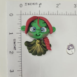 Green Princess 2 #235 Clay Doll for Bow-Center, Jewelry Charms, Accessories, and More