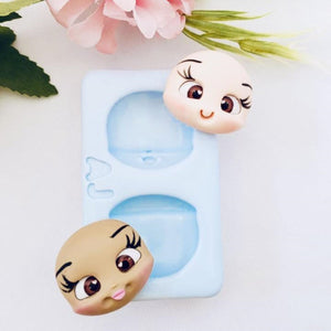 Adorable little heads med (3cm) silicone mold AJ #36