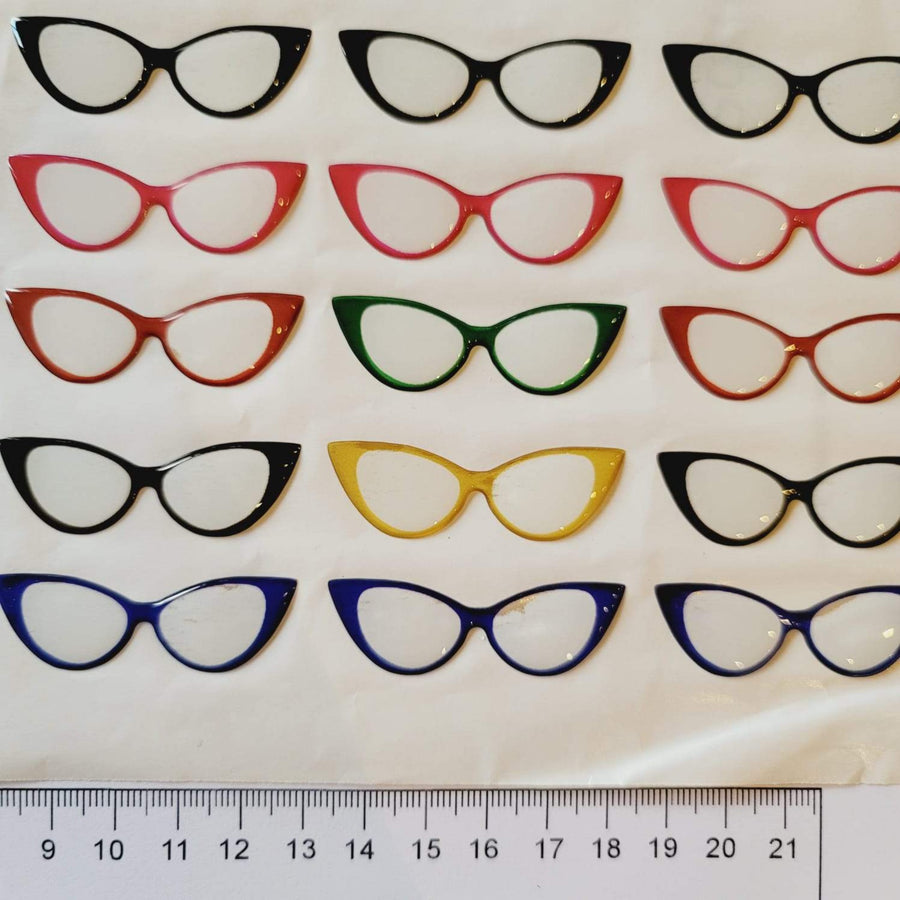 Adhesive Resin Eye Glasses for Clays MNC 523 (Cat Style) 5cm 20 Units Multicolor