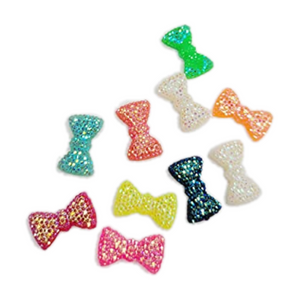 Resin Flatback Glitter Bows for Craft - Mixed Colors - Set of 10