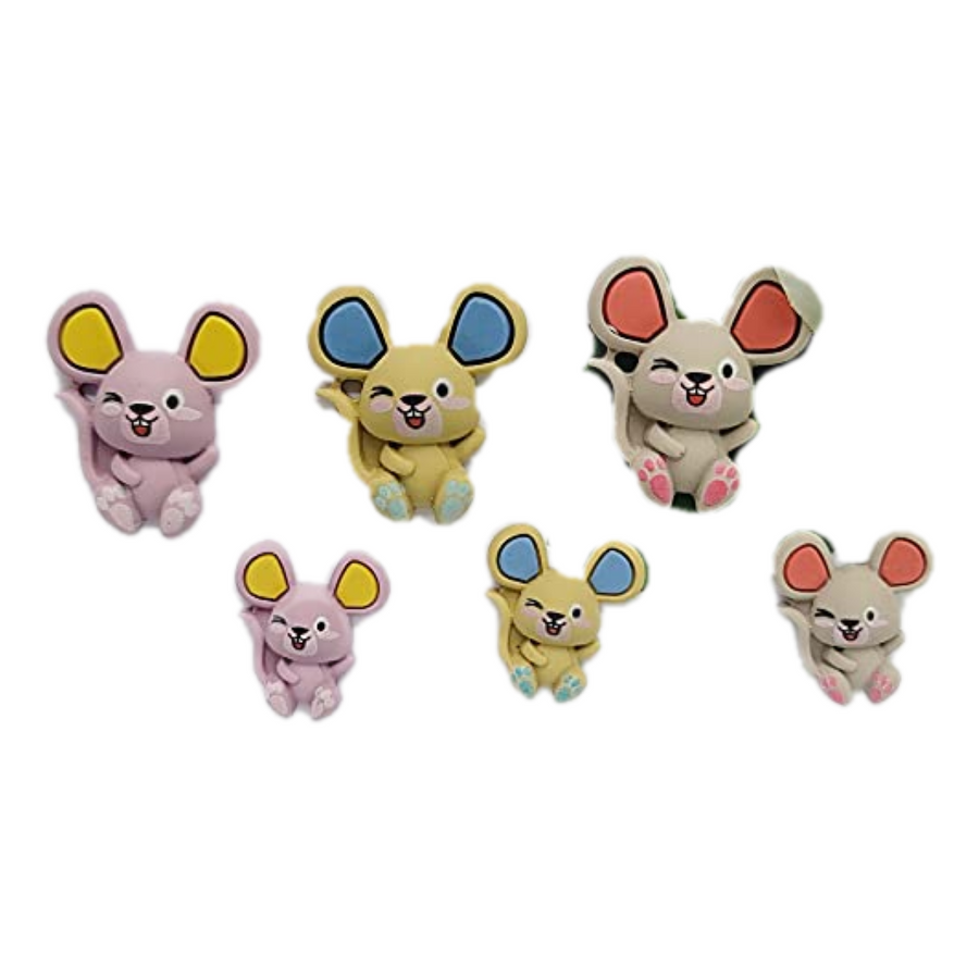 Happy Mouse Flatback Resin Cabochons - /1-/6 - Set of 6