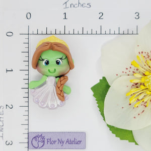 Green Princess 1 #234 Clay Doll for Bow-Center, Jewelry Charms, Accessories, and More