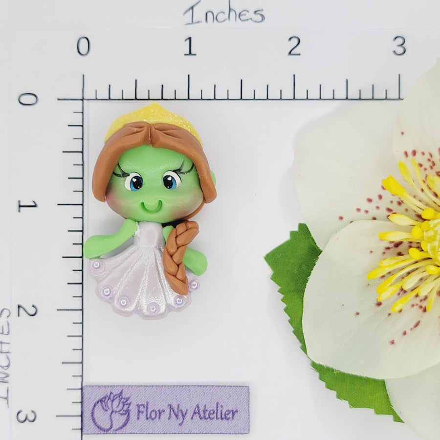 Green Princess 1 #234 Clay Doll for Bow-Center, Jewelry Charms, Accessories, and More