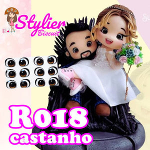 Adhesive Resin Eyes for Clays BROWN STY R018 (P/SM) 64Pairs