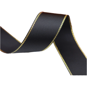 Glitter Gold Edge Grosgrain Ribbon - 3/8" (10mm) - Sold by the Yard