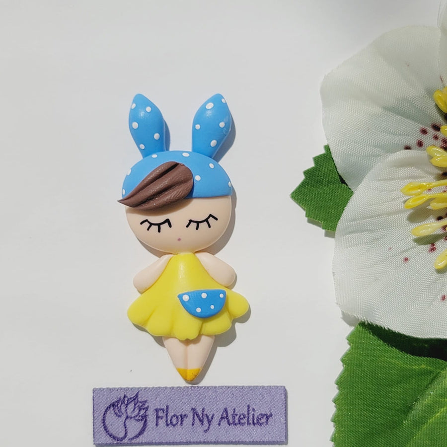 MeToo Bunny Yellow #375 Clay Doll for Bow-Center, Jewelry Charms, Accessories, and More