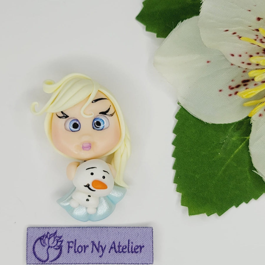 Princess & Snowman #467 Clay Doll for Bow-Center, Jewelry Charms, Accessories, and More
