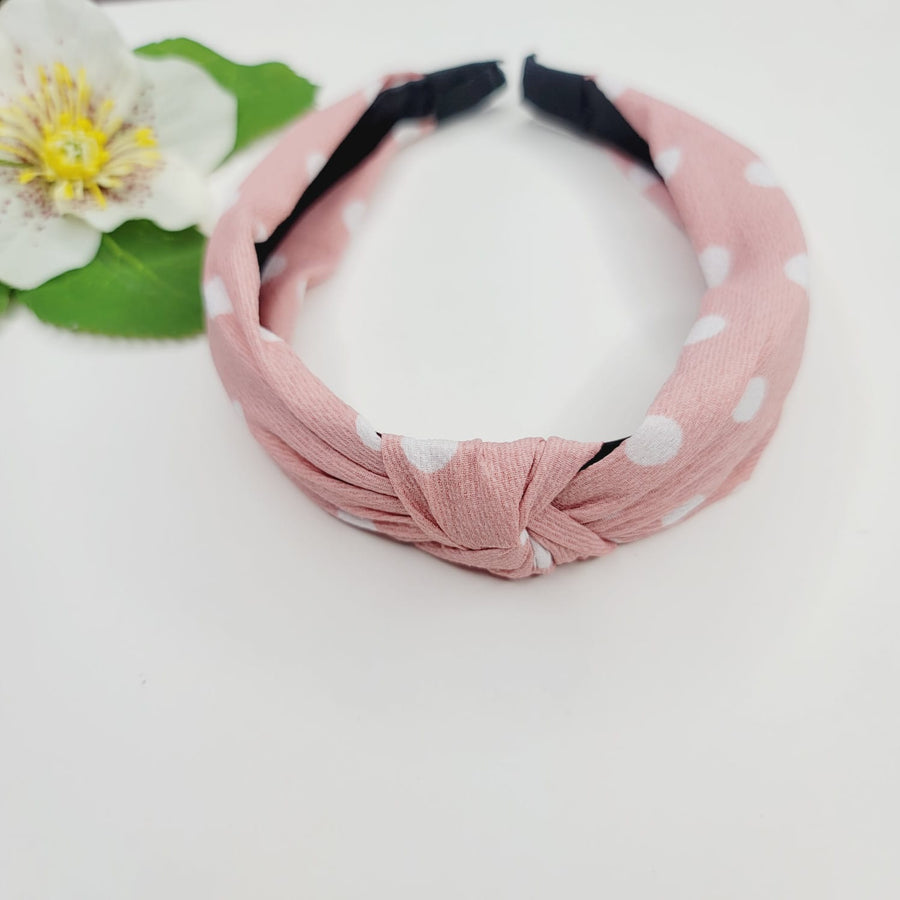 Salmon/White Dots Fabric Headband