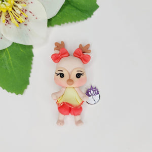 Kalie Reindeer Xmas #291 Clay Doll for Bow-Center, Jewelry Charms, Accessories, and More