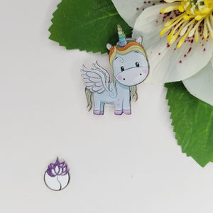Cute Flying Unicorn  Acrylic Adhesive Stamped Appliques