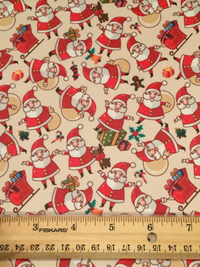 Christmas - Santa  Faux Leather Printed Vinyl Sheet