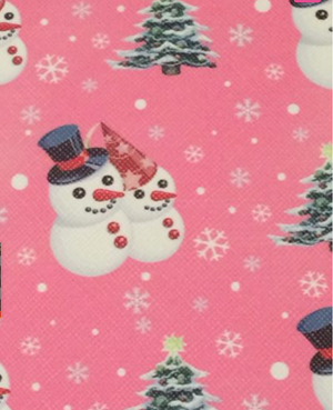 Christmas - Snow Couple Faux Leather Printed Vinyl Sheet