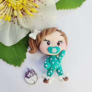 Ella, Lunna  & Emma Triplets #192 Clay Doll for Bow-Center, Jewelry Charms, Accessories, and More