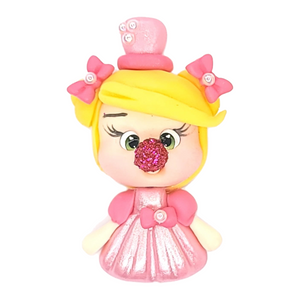 Apple Clown #033Clay Doll for Bow-Center, Jewelry Charms, Accessories, and More