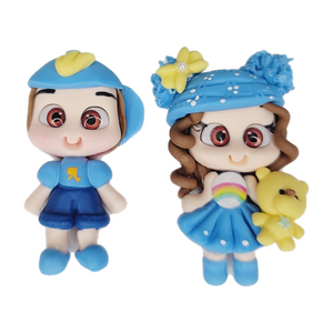 Lucas & Bibi Twins  #343 Clay Doll for Bow-Center, Jewelry Charms, Accessories, and More