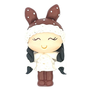 MeToo Winter Bunny #380 Clay Doll for Bow-Center, Jewelry Charms, Accessories, and More