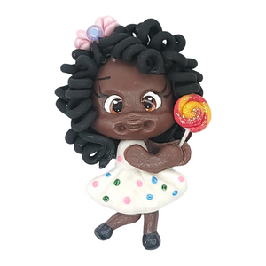 Alyssa #015 Lollipop  Clay Doll for Bow-Center, Jewelry Charms, Accessories, and More