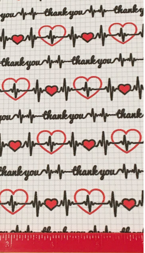 Heartbeat - EKG Thank You Heartbeat Faux Leather Printed Vinyl Sheet