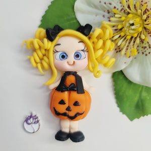 Kenzie Pumpkin #298 Clay Doll for Bow-Center, Jewelry Charms, Accessories, and More