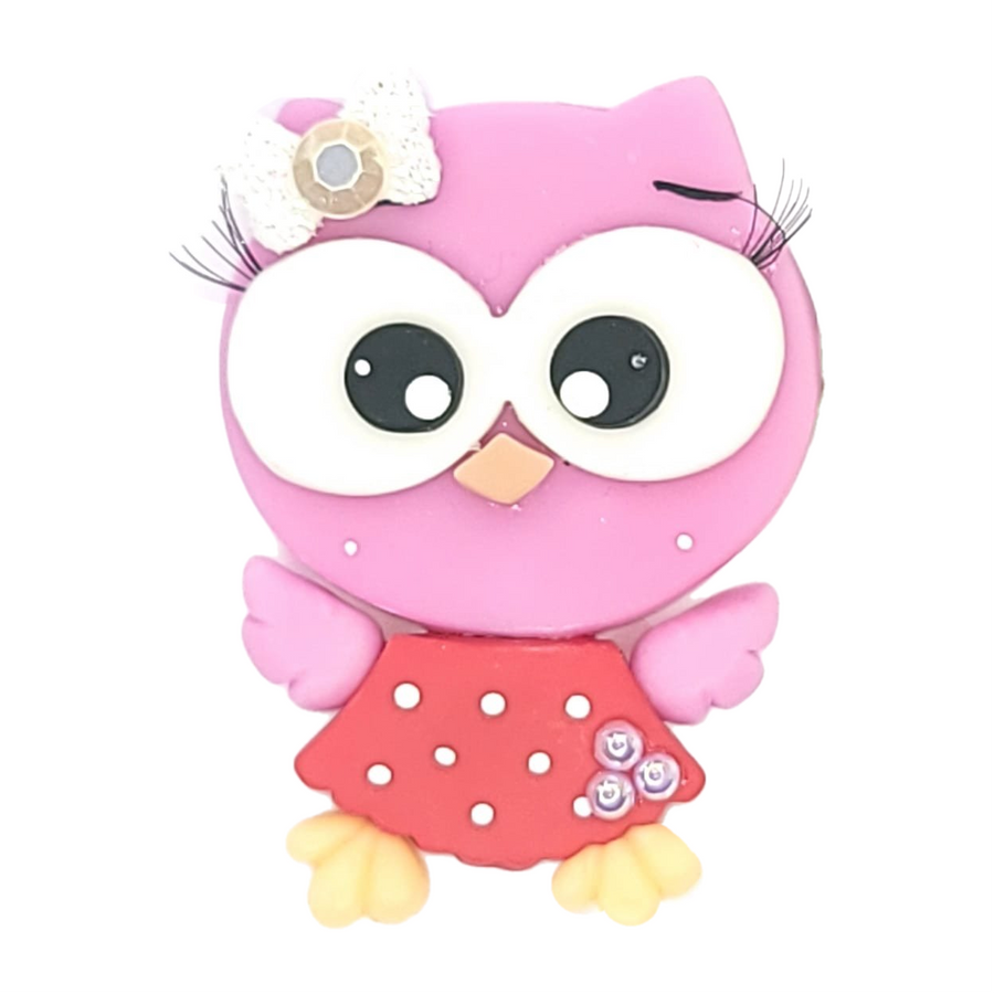 Pink Owl #457 Clay Doll for Bow-Center, Jewelry Charms, Accessories, and More