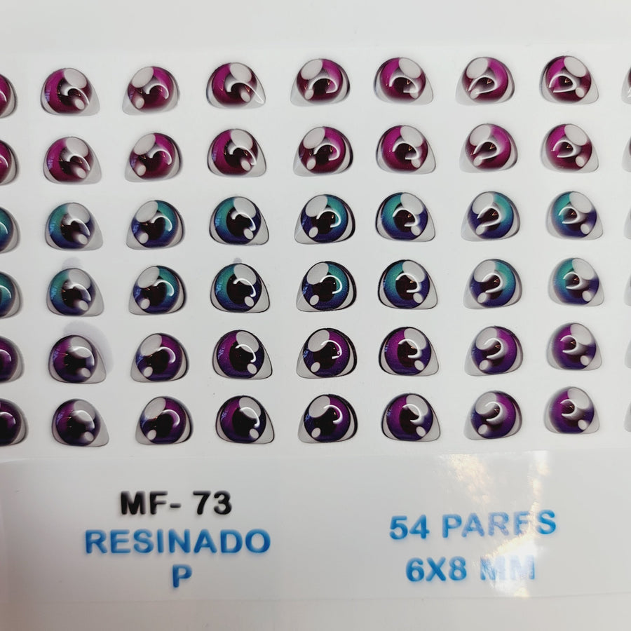 Adhesive Resin Eyes for Clays MF 73  P (6X8 MM) 54 Units