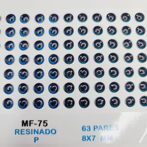 Adhesive Resin Eyes for Clays MF 75  P (8X7 mm) 63 Units