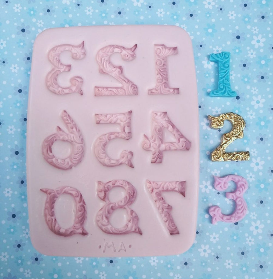 Decorative Numbers  silicone Mold 281 MA