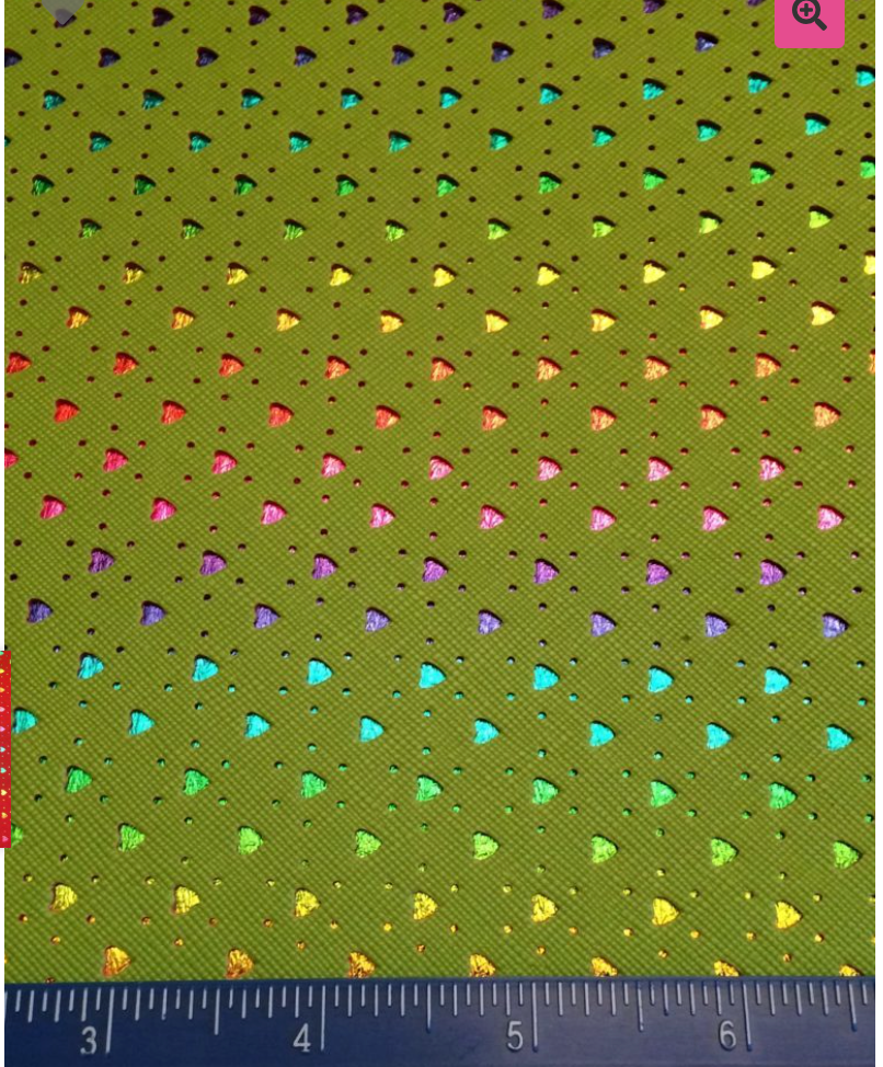 Punch Leather Hearts - Lime Rainbow Faux Leather Printed Vinyl Sheet