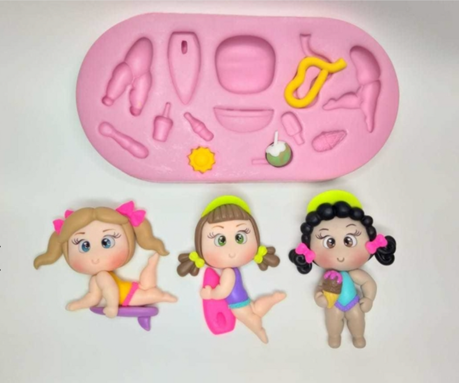 (Minor Defects) Beach funday silicone mold MJ #8