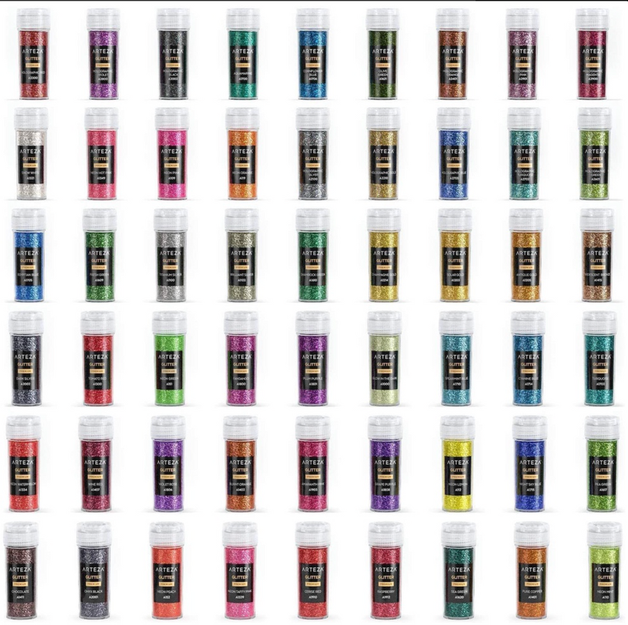 Neon & Holographic Glitter Shaker Jars Kit  (54 Colors)