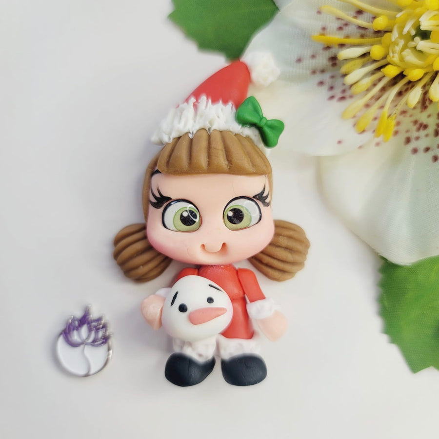 Thea Xmas Cold #555 Clay Doll for Bow-Center, Jewelry Charms, Accessories, and More