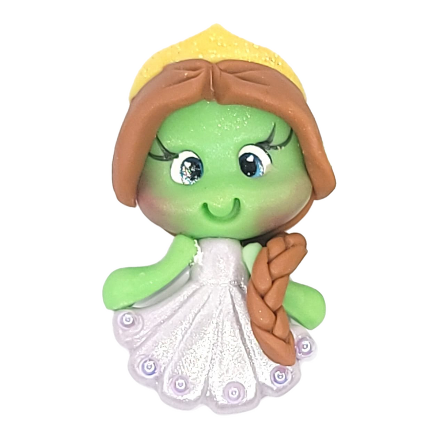 Green Princess 1 #234 Clay Doll for Bow-Center, Jewelry Charms, Accessories, and More