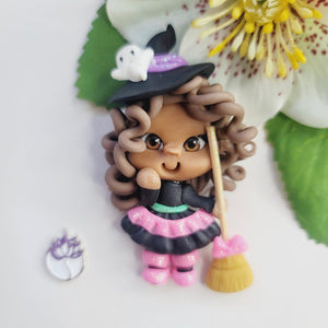 Witch Winnie #590 Clay Doll for Bow-Center, Jewelry Charms, Accessories, and More